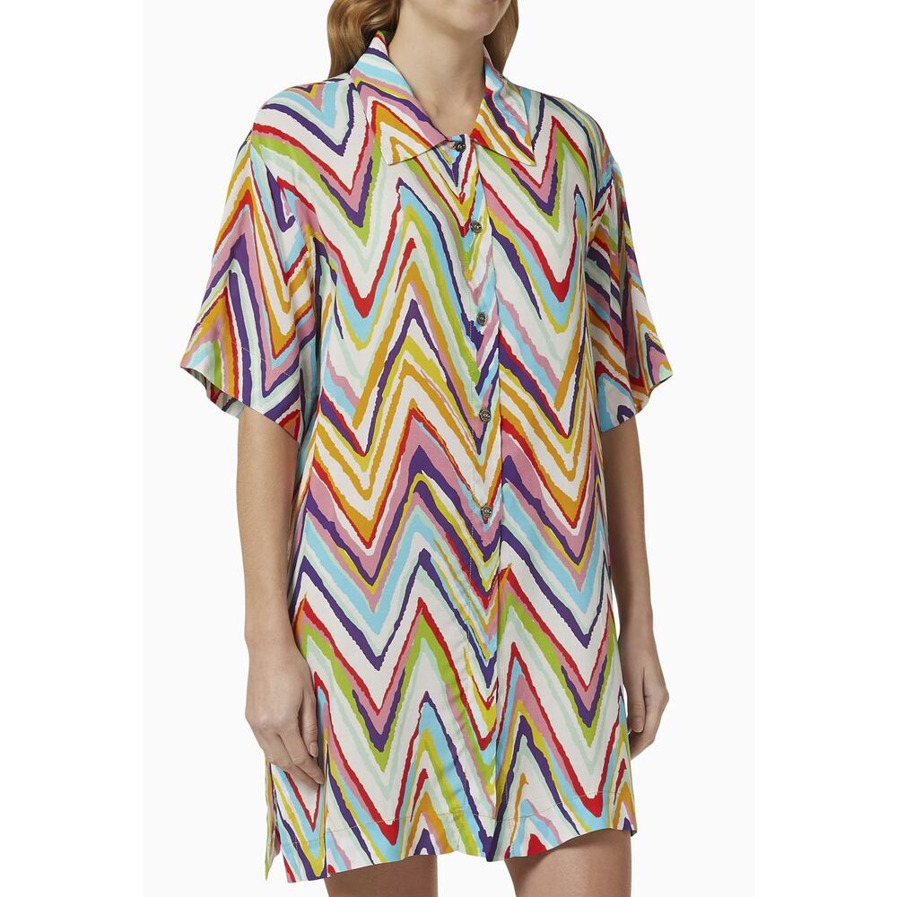 Missoni Mare Zigzag Woven Viscose Beach Cover Up Kaftan IT 40 Multicolor Italy - Picture 2 of 7
